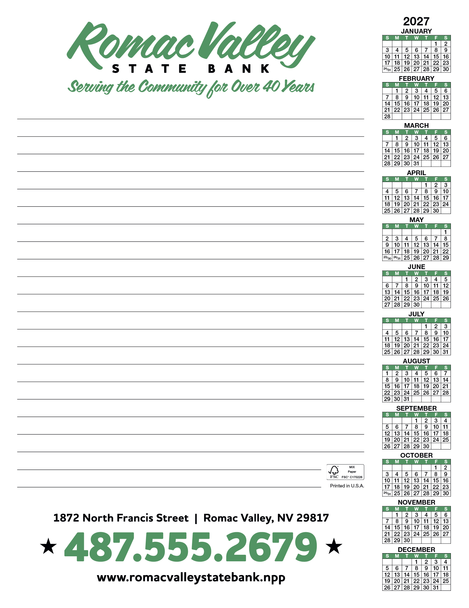 Skinner & Kennedy® Scratch Pad Calendar 45