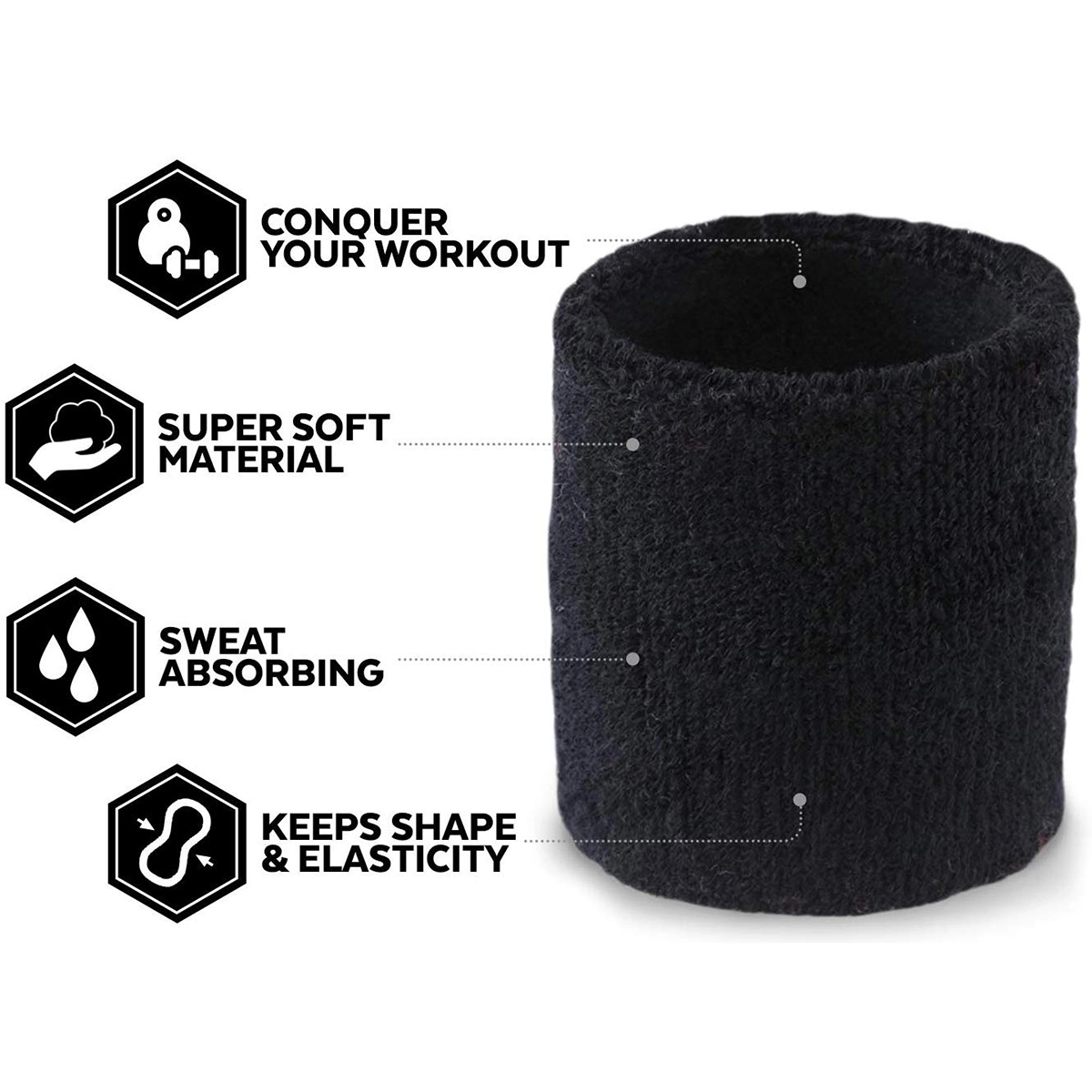Sports Thick Solid Color Cotton Wristband/Bracer 2