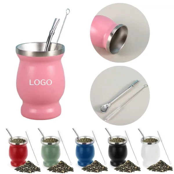8 Ounce Yerba Mate Cup - Includes Reusable Straw 8