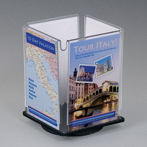 Rotating 4-Sided Countertop Sign Holder