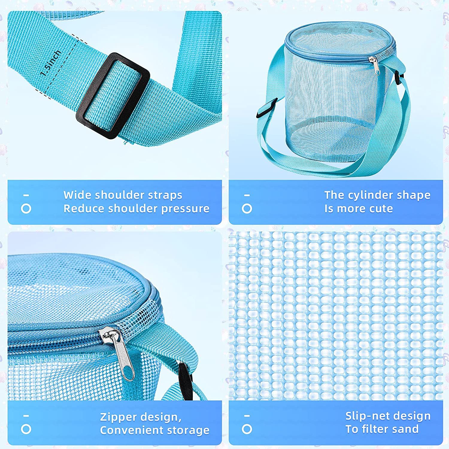 Beach Seashell Bag Beach Toy Tote / Zippers 7