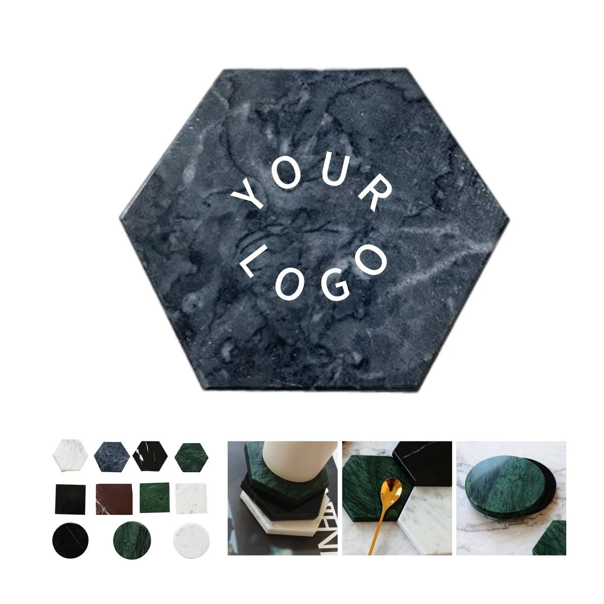 3.94-inch Marble Coaster with Chic Holder and Logo Imprint for Branding 9