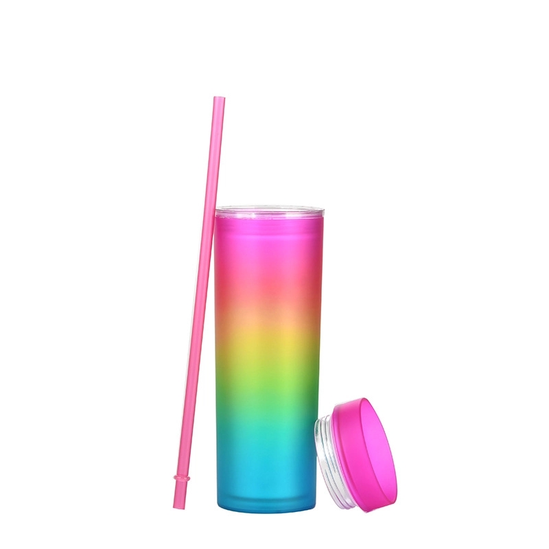Custom Rainbow Color AS Plastic Material  Straw Tumbler 5
