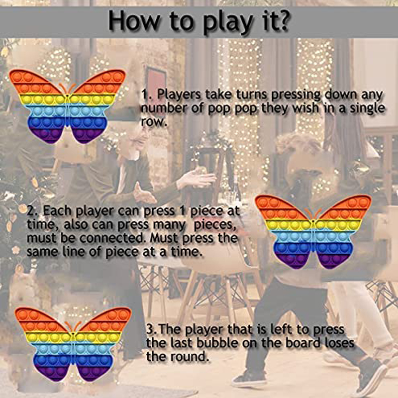 Rainbow Butterfly Push Pop Fidget Toy for Children and Adult 6