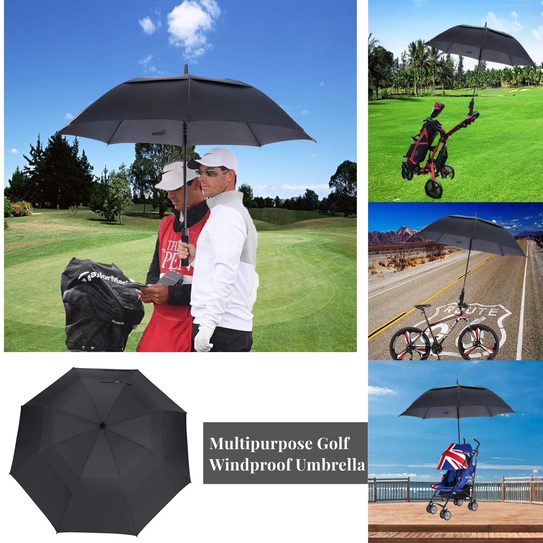 The 59" Arc Double Canopy Uv Protection Golf Umbrella 8