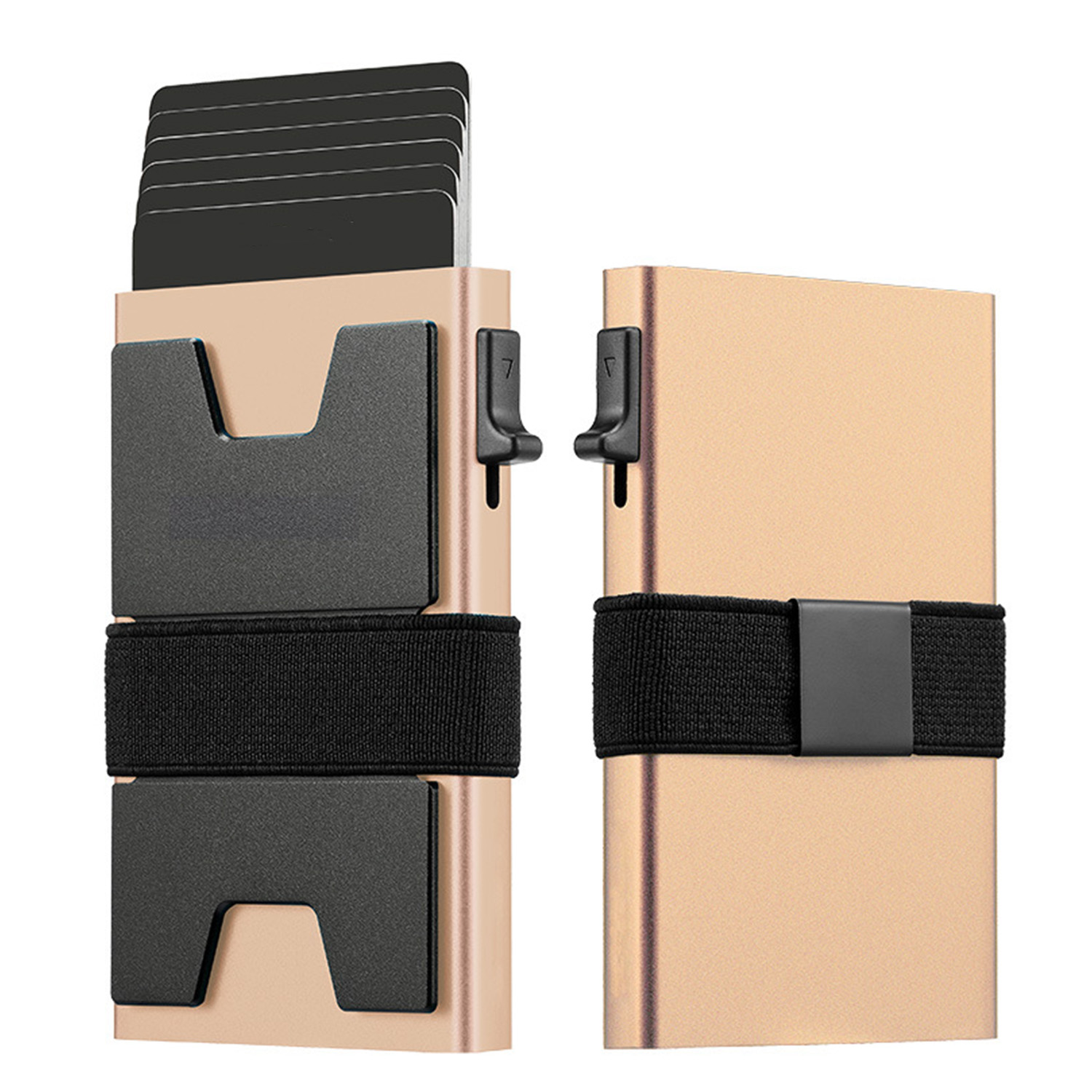 RFID Blocking Pop Up Aluminum Card Holder w/ Elastic Strap 9