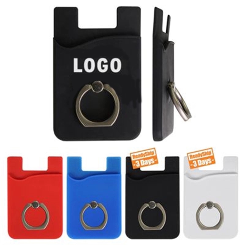 Silicone Phone Wallet Card Holder with Ring stand 2