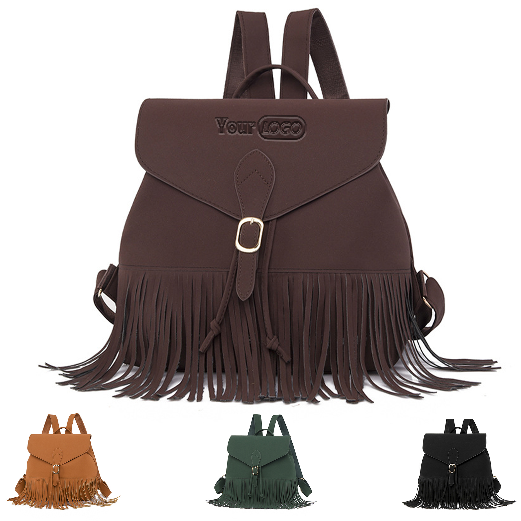 Tassel PU Leather Backpack for Women 2