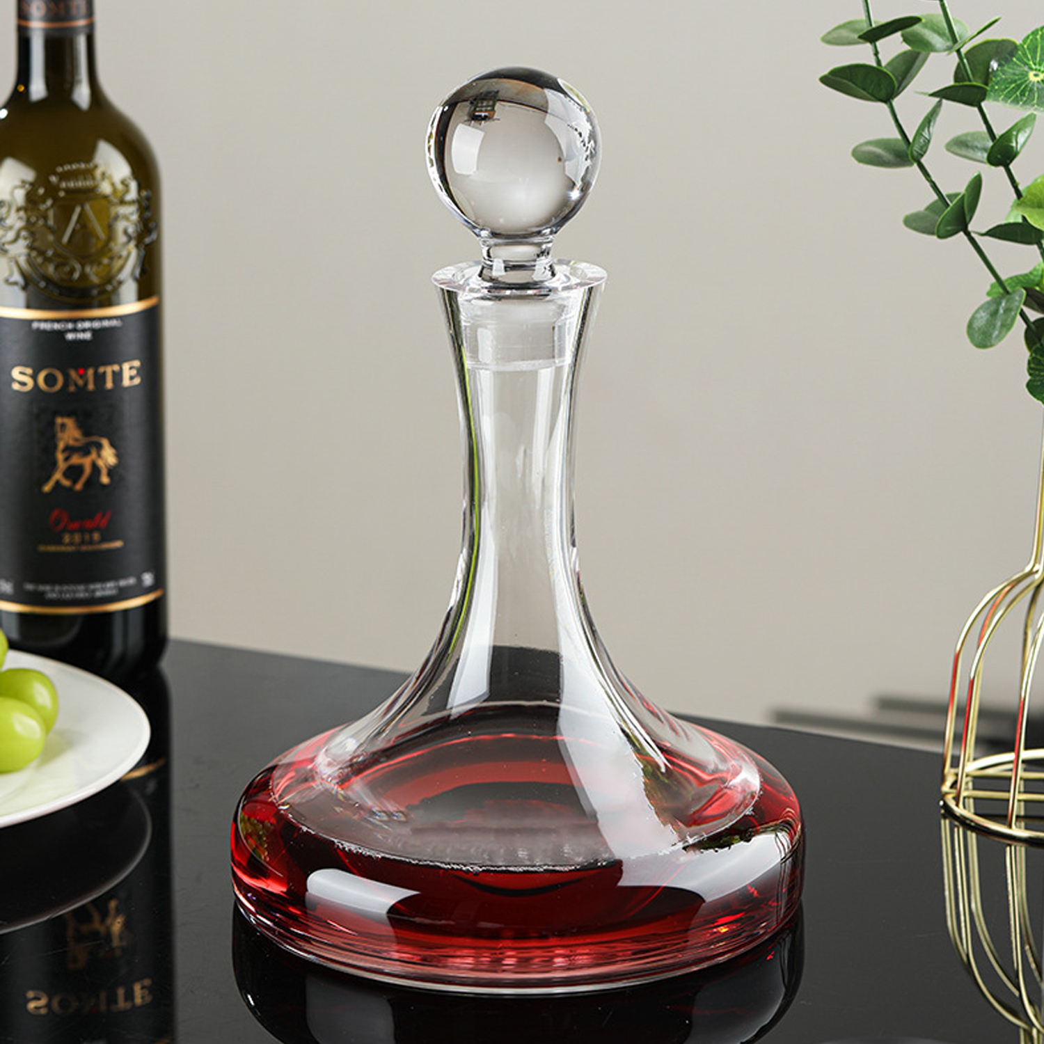 37oz Crystal Whiskey Decanter Set w/ 2 Glasses 12
