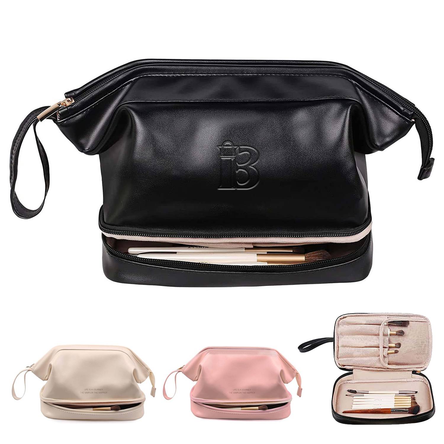 PU Leather Double Layer Cosmetic Bag 4