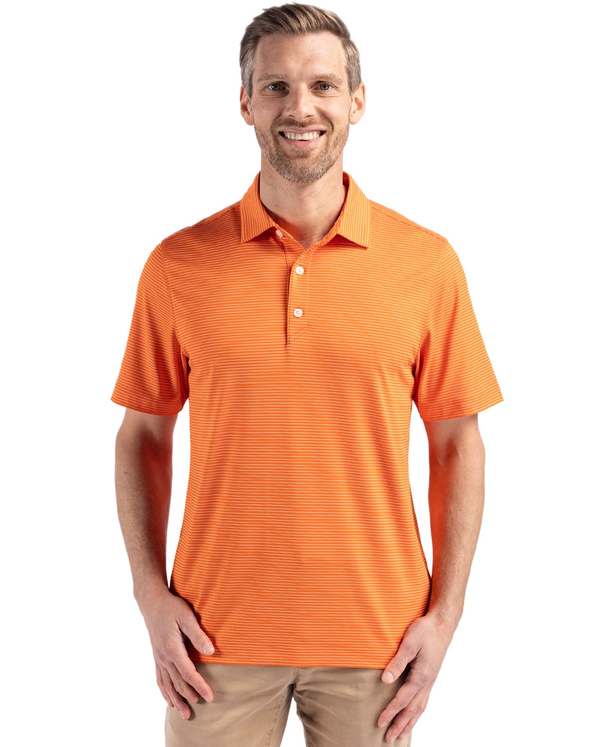 Cutter & Buck Forge Recycled Fine Line Stripe Four-Way Stretch Mens Polo 17