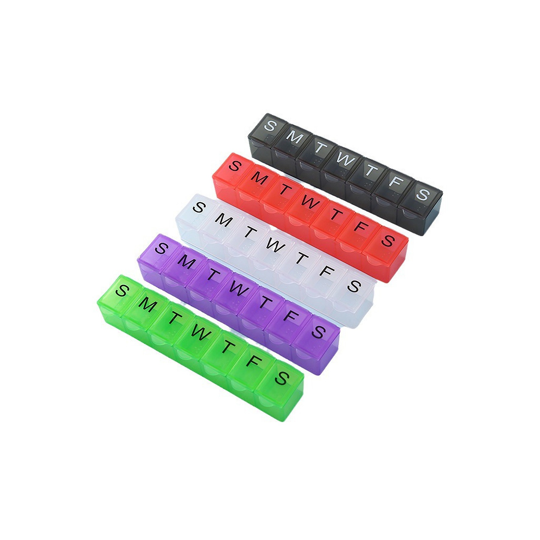 Moq25 Pp Material Braille Transparent 7 Day Pill Box 9
