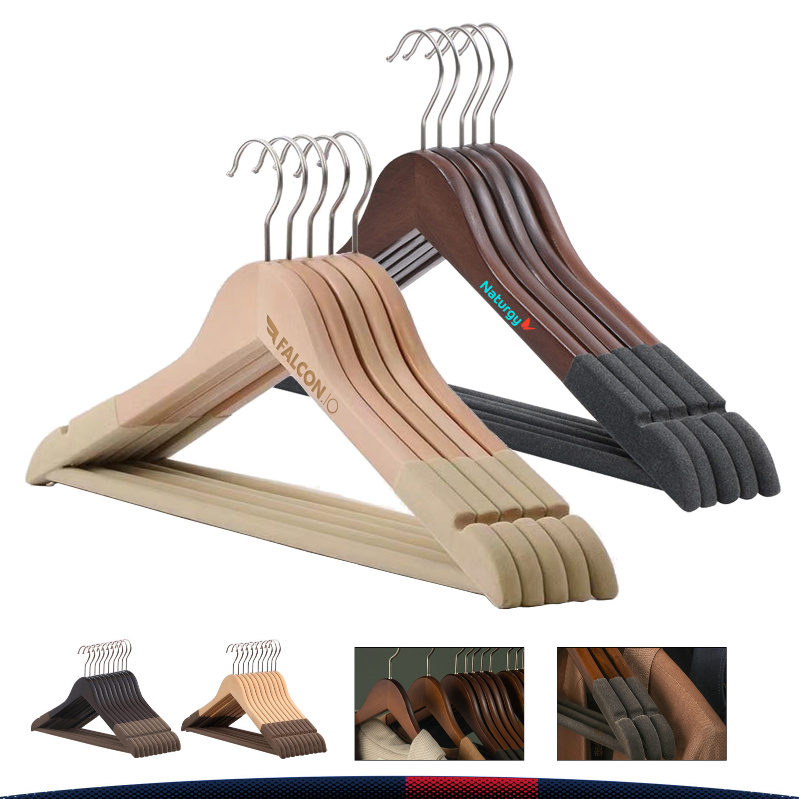 Linop Wooden Velvet Hanger 2
