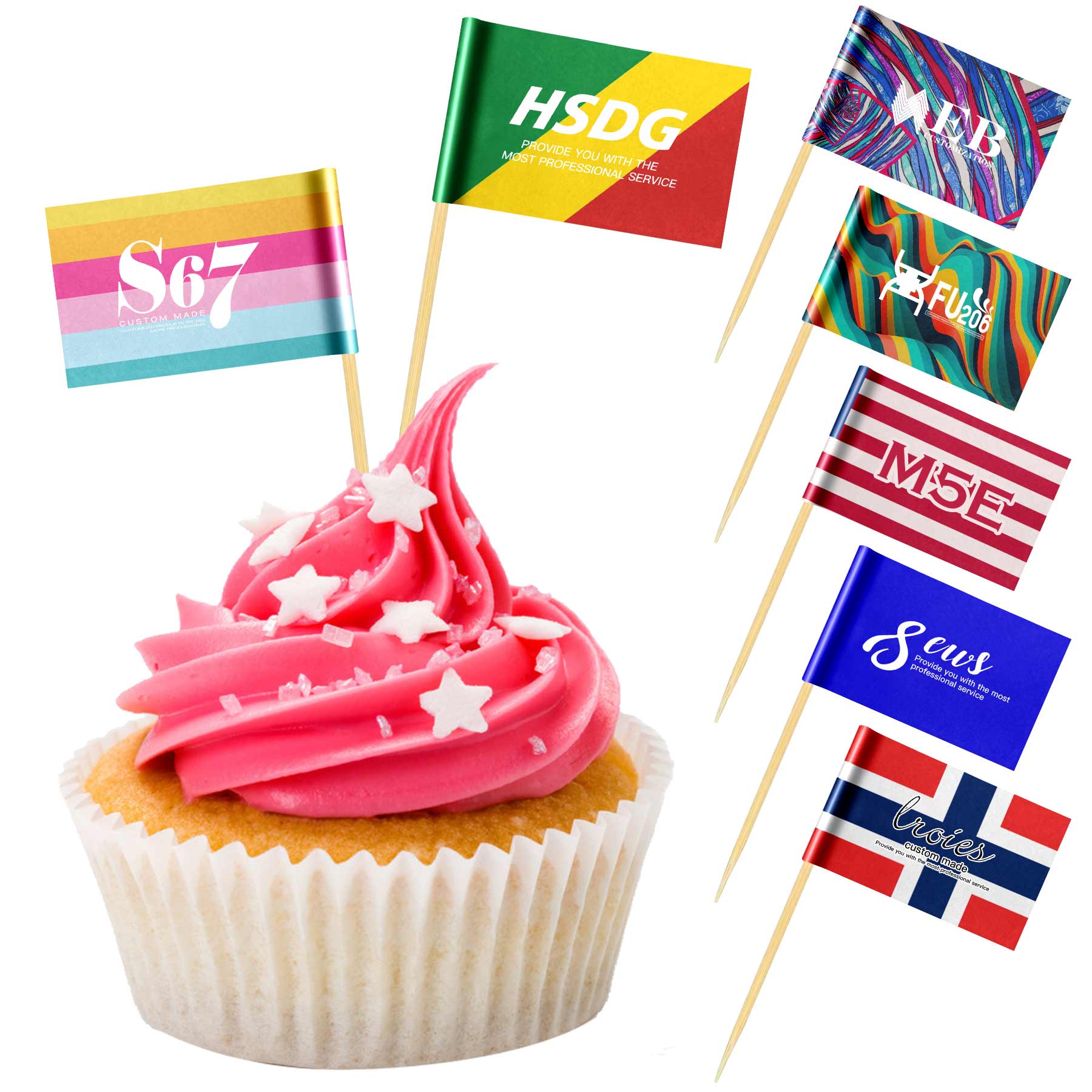 Party Decoration Cocktail Fruit Stick Cupcakes Toppers Flag 1