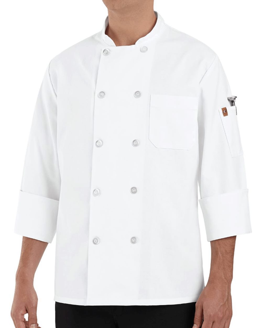 100% Polyester Ten Pearl Button Chef Coat - 0423 1