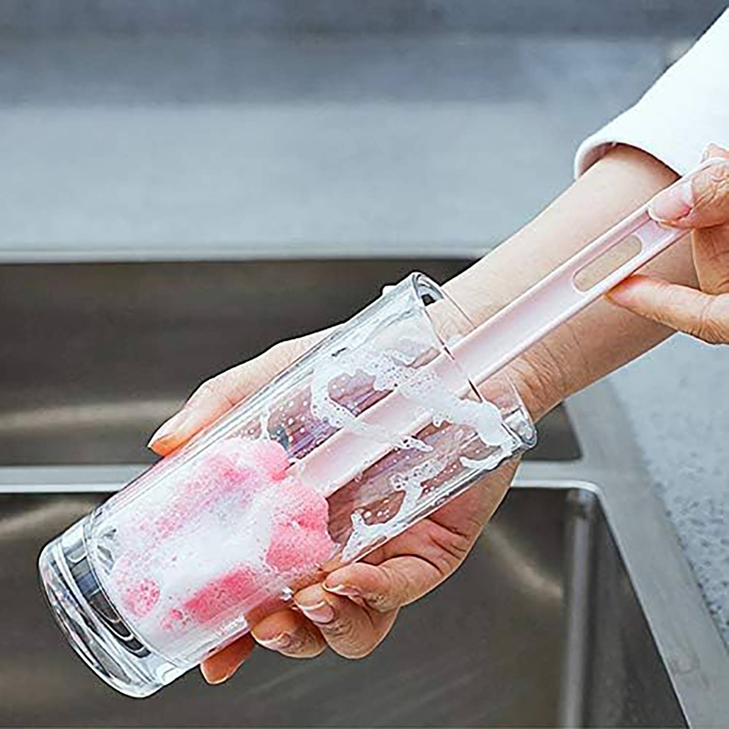 Hanging Flower-Shaped Long-Handle Sponge Cup Brush 4