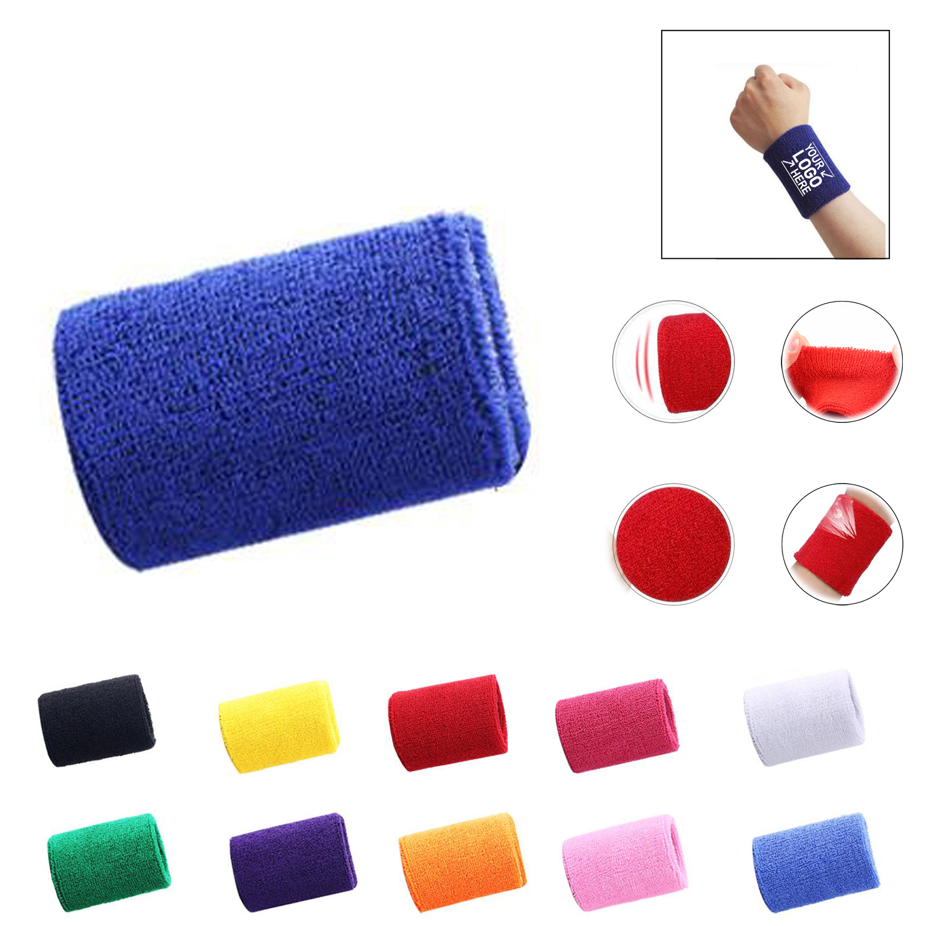 Colorful Cotton Unisex Sport Sweatband Wristband 2