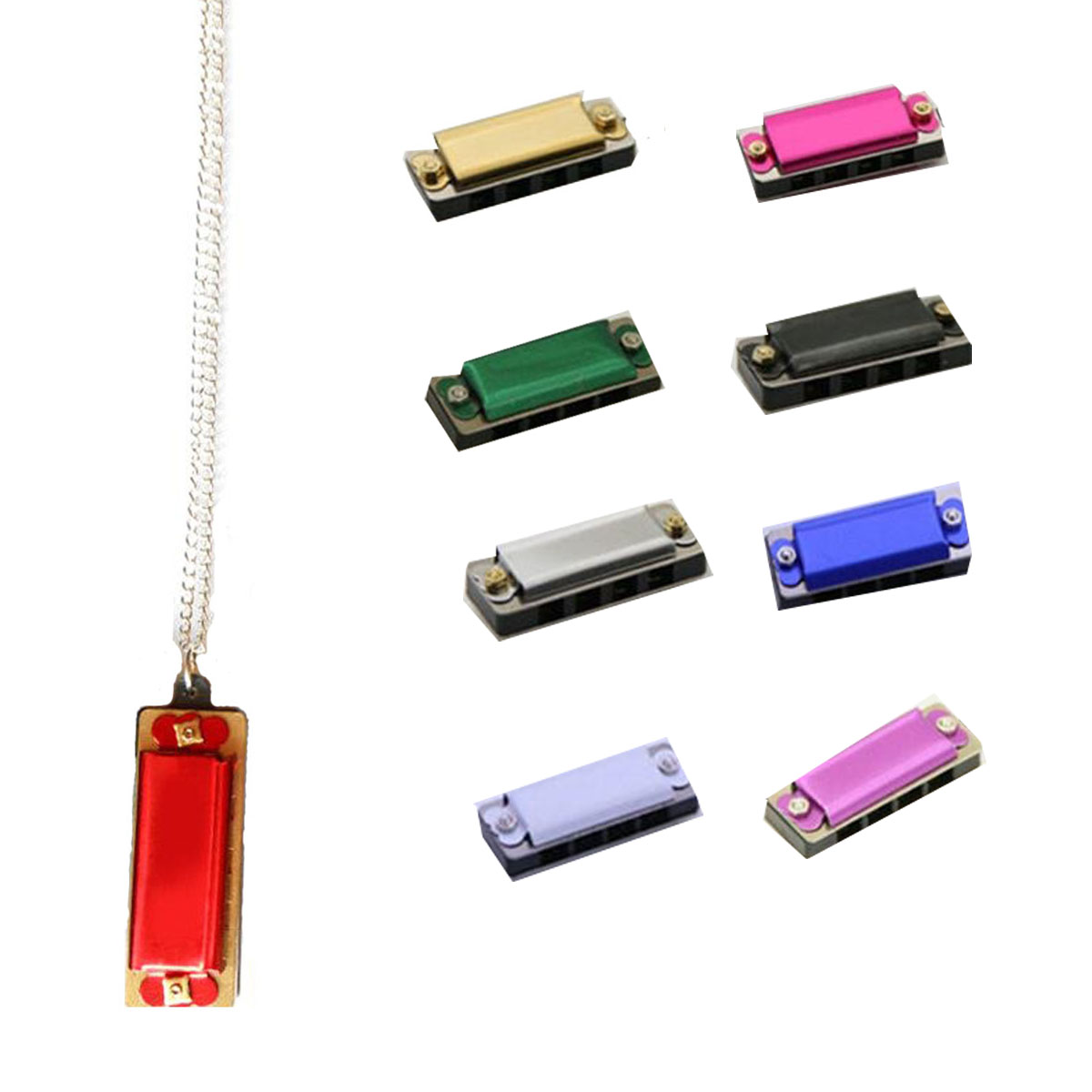 4 Holes C Key Mini Harmonica Necklace 4