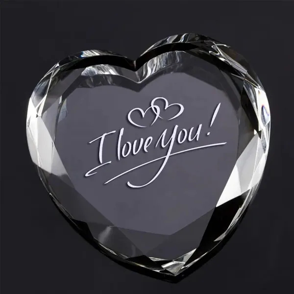 Engraved Crystal Heart Paperweight 2