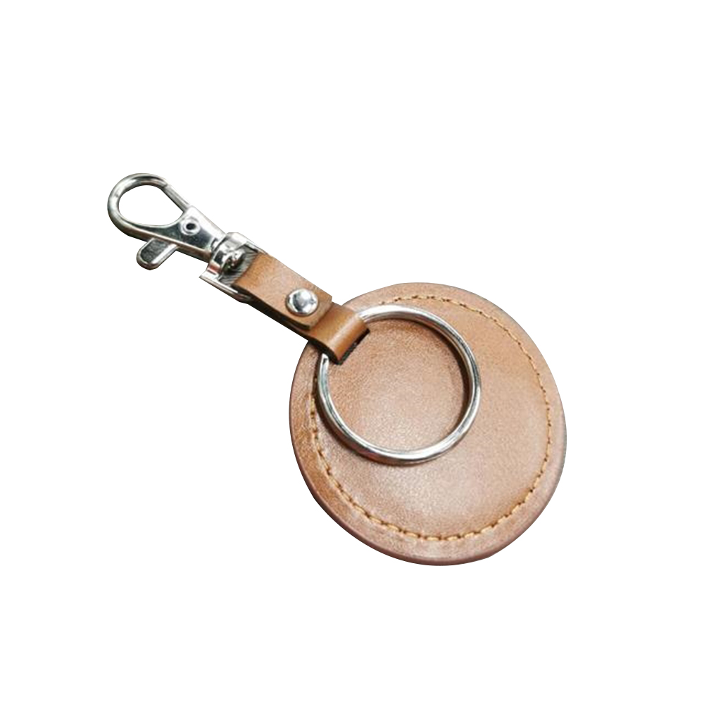 Custom Round PU Leather Keychain 4