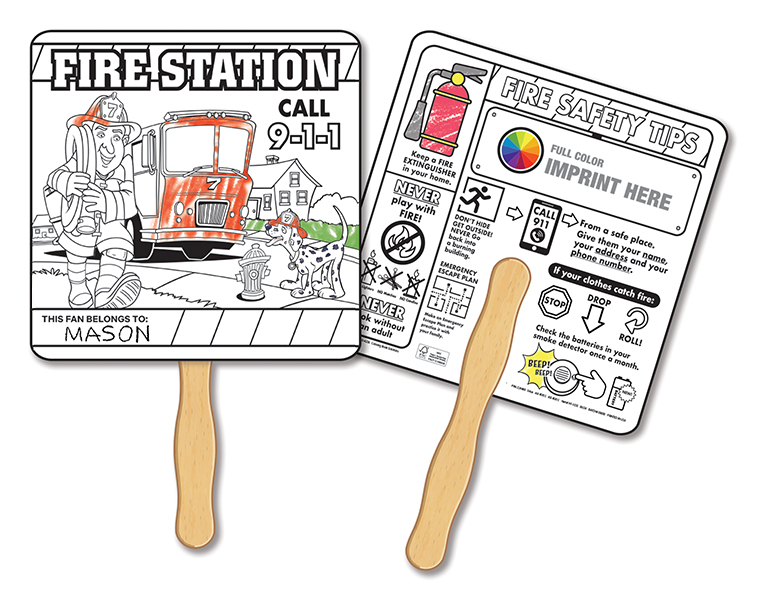 HAND FANS - Fire Safety Coloring Hand Fan 4