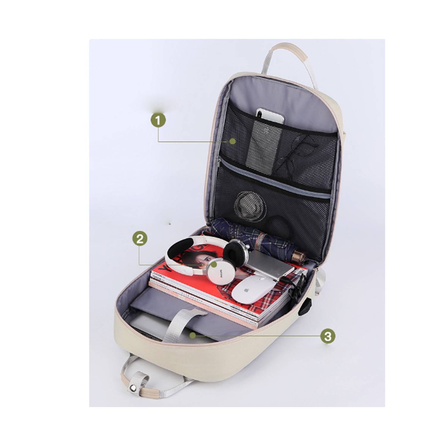 Leisure Computer Nylon Backpack With Usb Charging Port 6