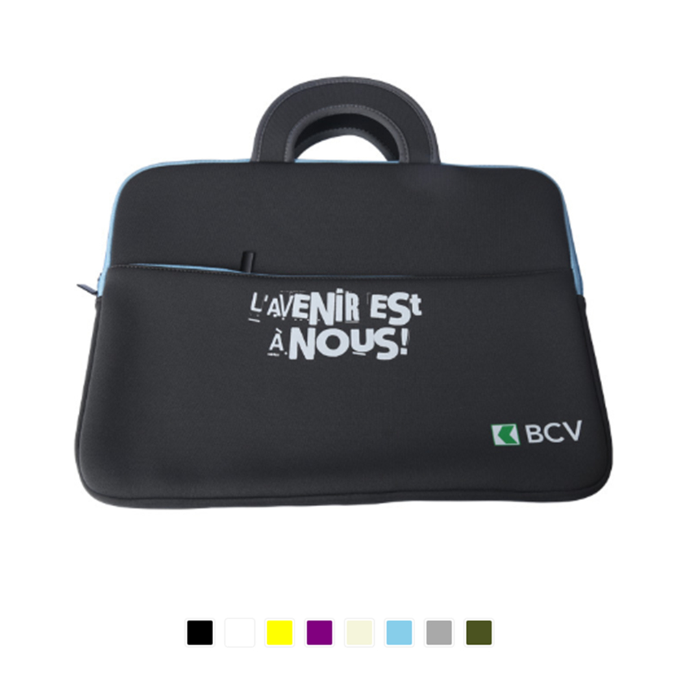 Neoprene Two Tone Laptop Bag With Zipper Closure 2