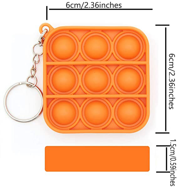 Square Shape Pure Color Push Pop Key Chain 3