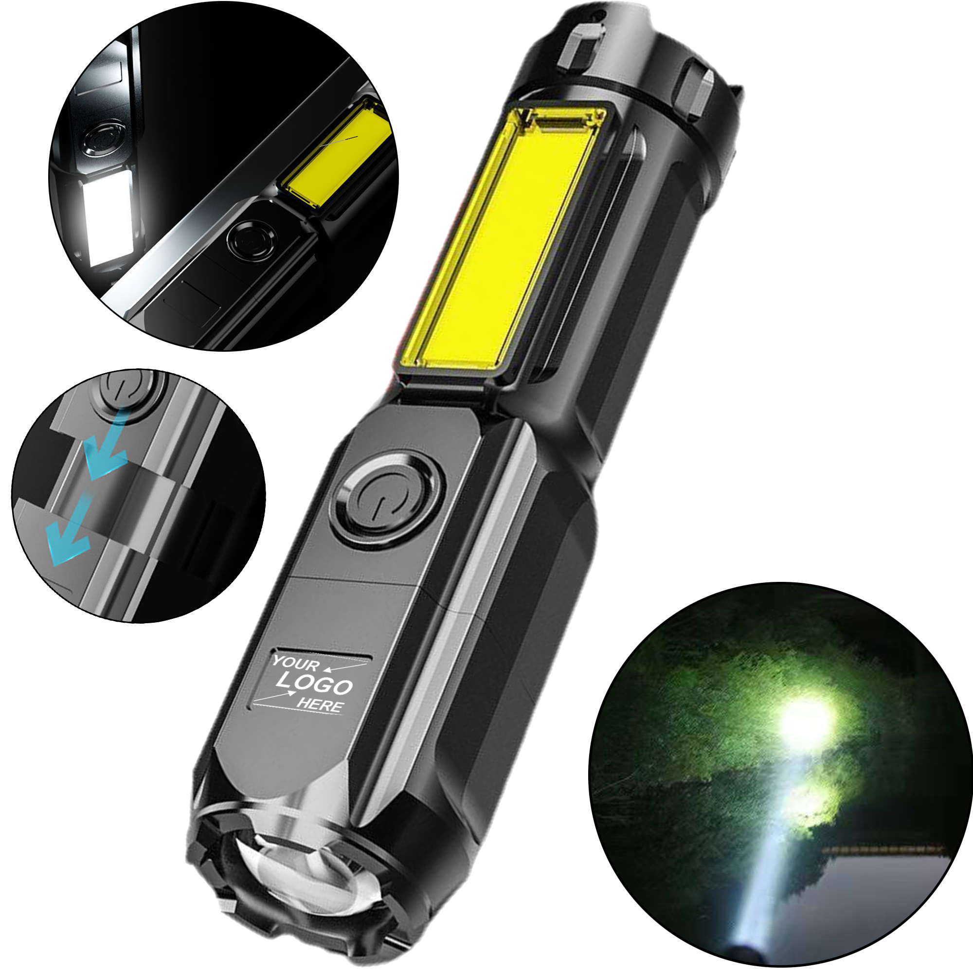 Rechargeable Zoomable LED COB Flashlight 11
