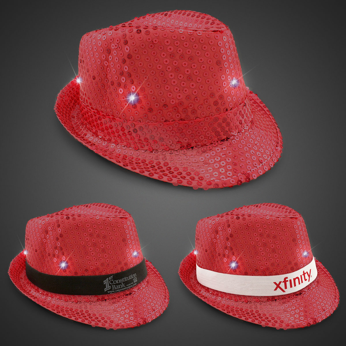 Red Sequin LED Fedora(blank) 6