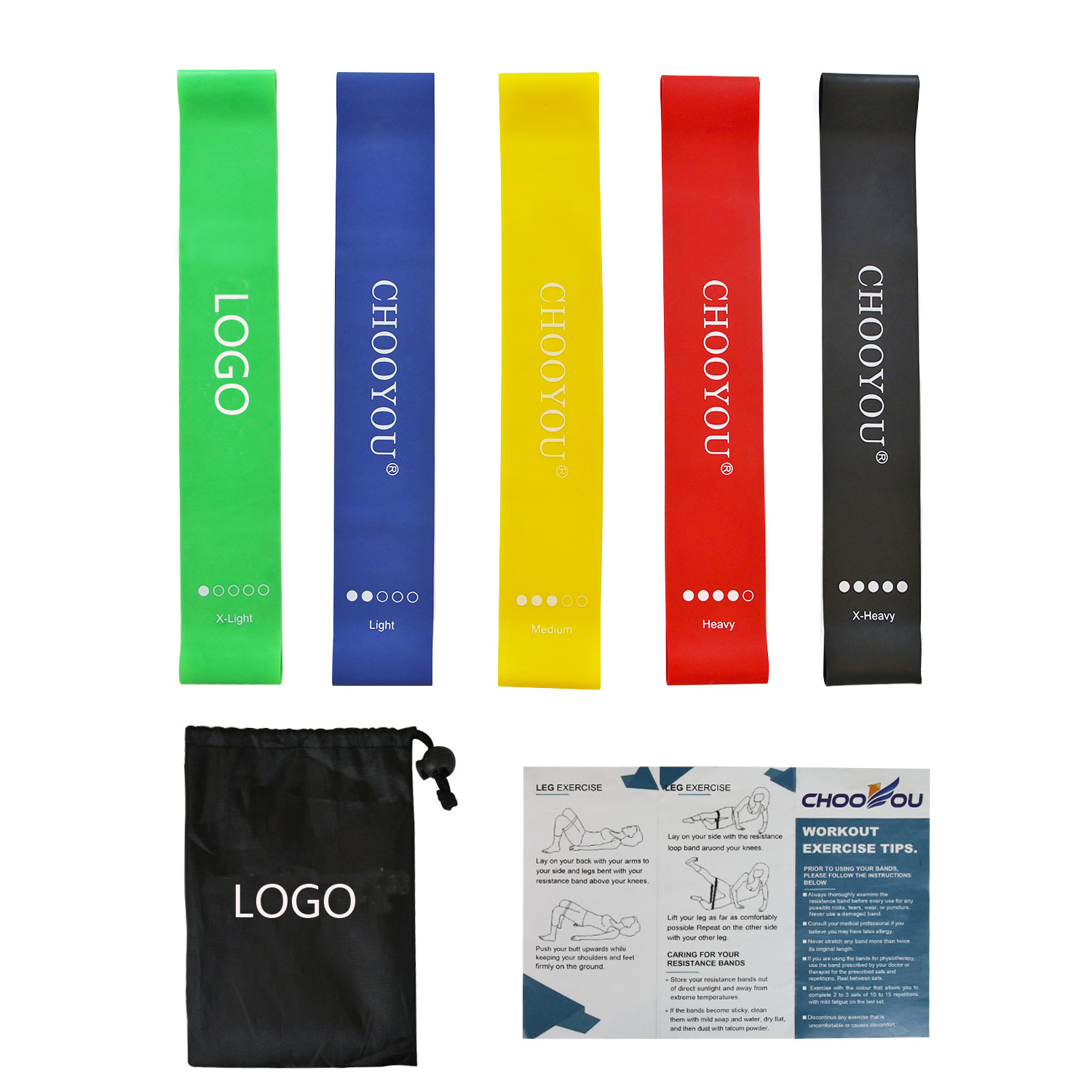5pcs Set Rubber Loop Band Booty Resistance Bands 5