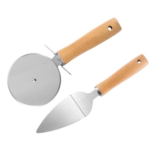 Stainless Steel Pizza Cutter & Server Set 4