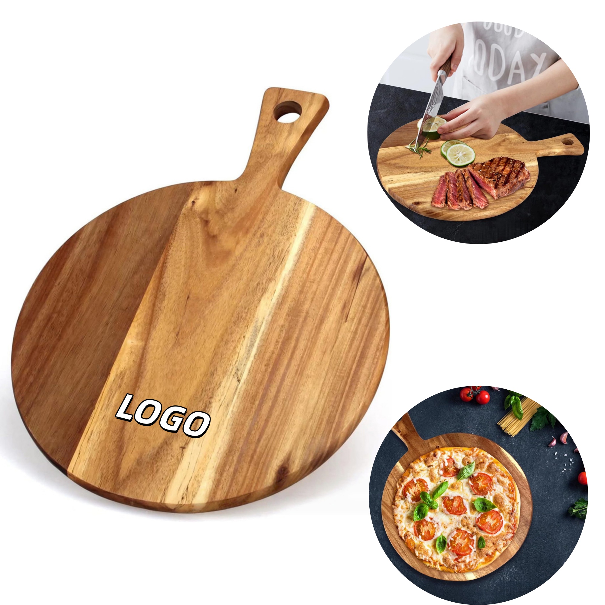 Acacia wood cutting board cheese steak pizza tray