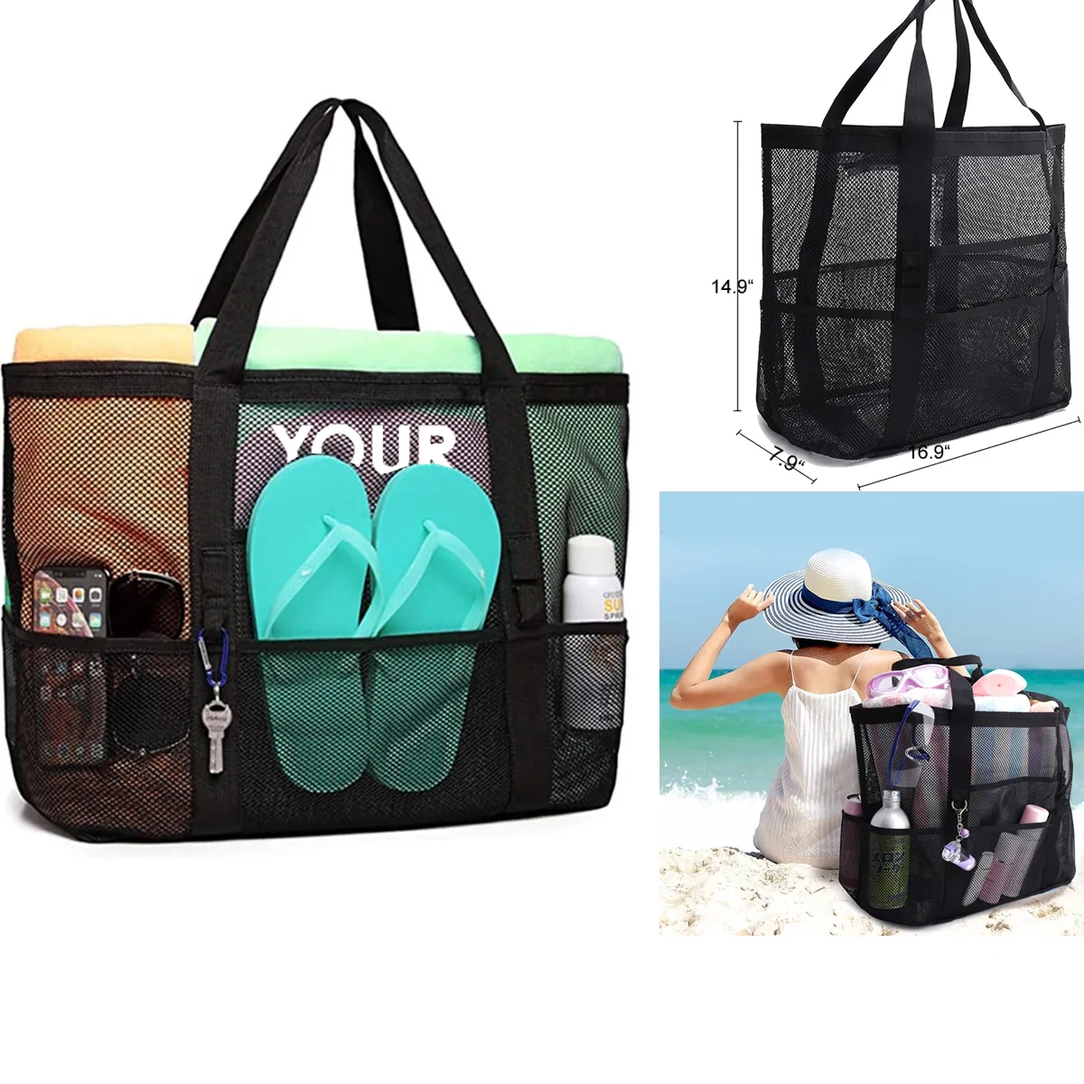 8 Pockets Lightweight Mesh Shower Tote Bag Organizer Caddy 5