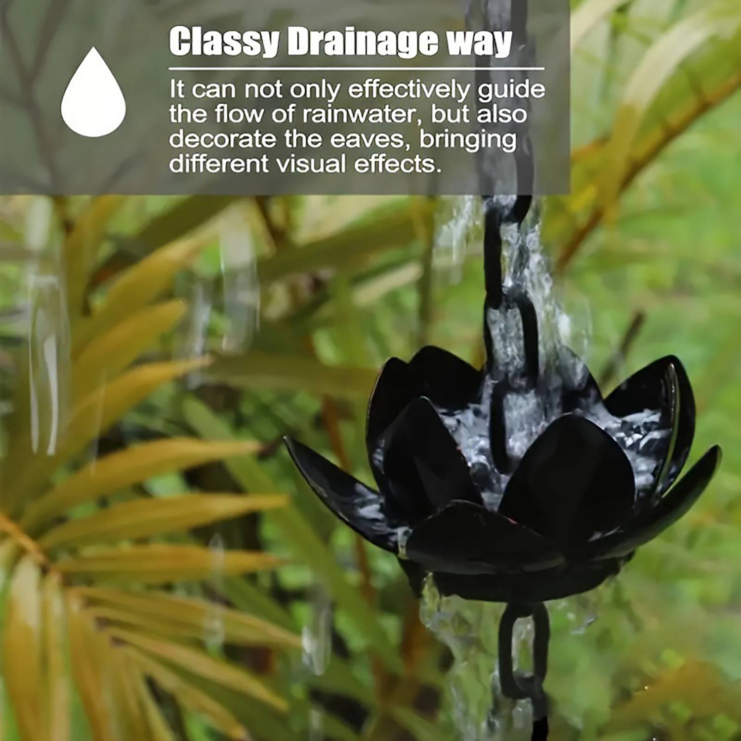 Lotus Design Rust-Resistant Rain Chain Decor 7