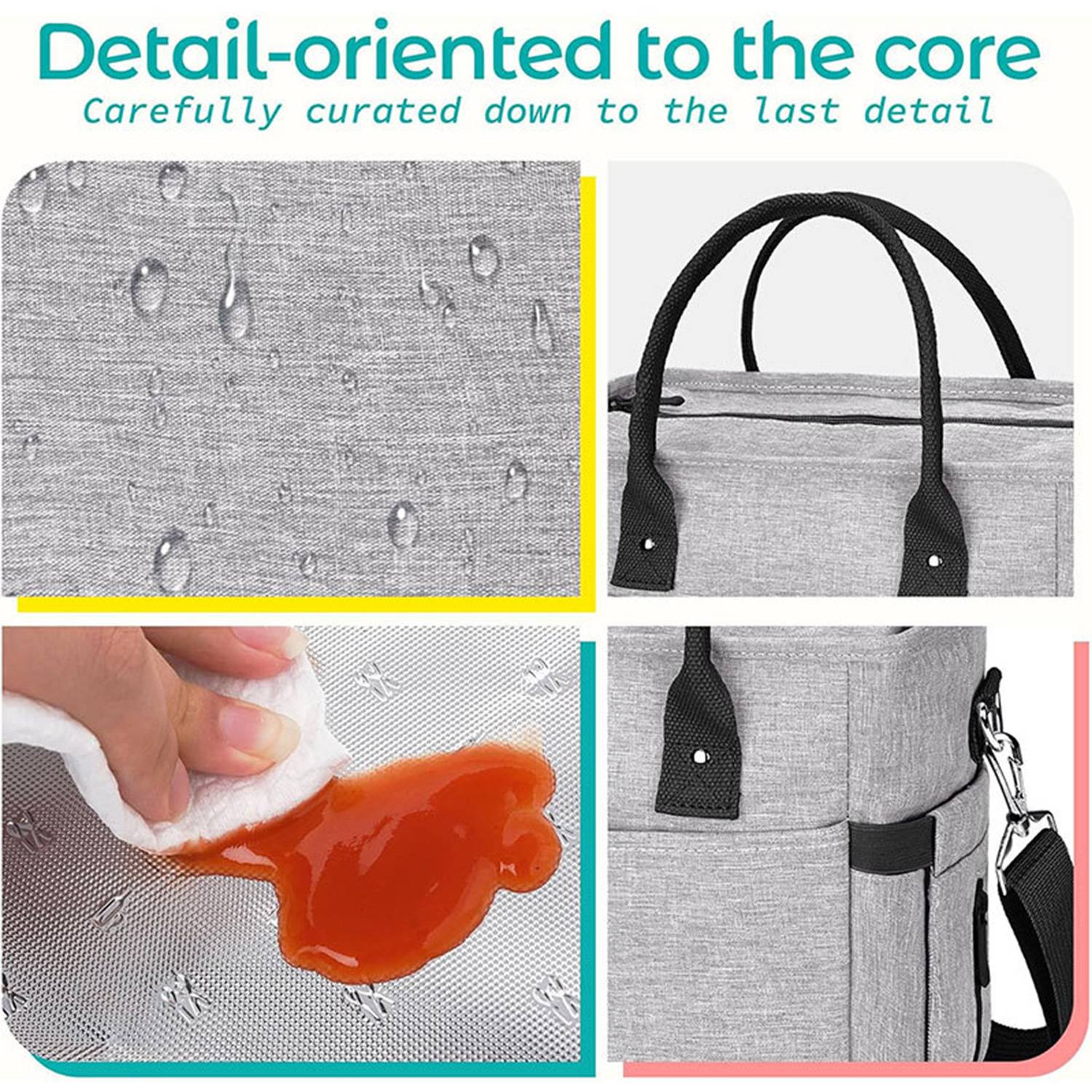 10L Oxford Insulated Lunch Cooler Bag w/ Pockets 3