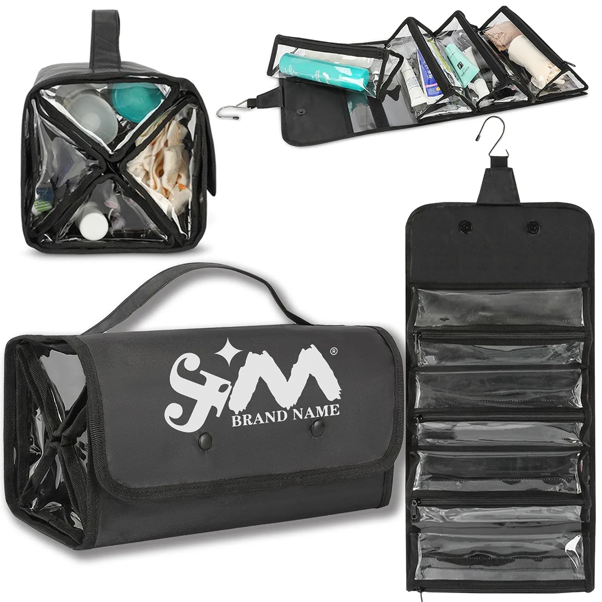 4 In 1 Detachable Hanging Roll-Up Travel Toiletry Makeup Bag 2