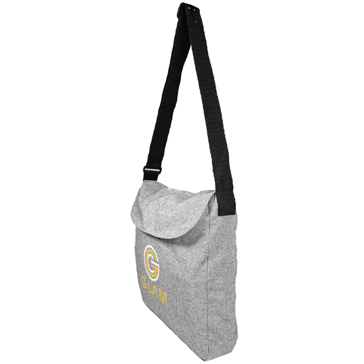 Super Sale - Messenger Grey Tweed Cotton Tote 3