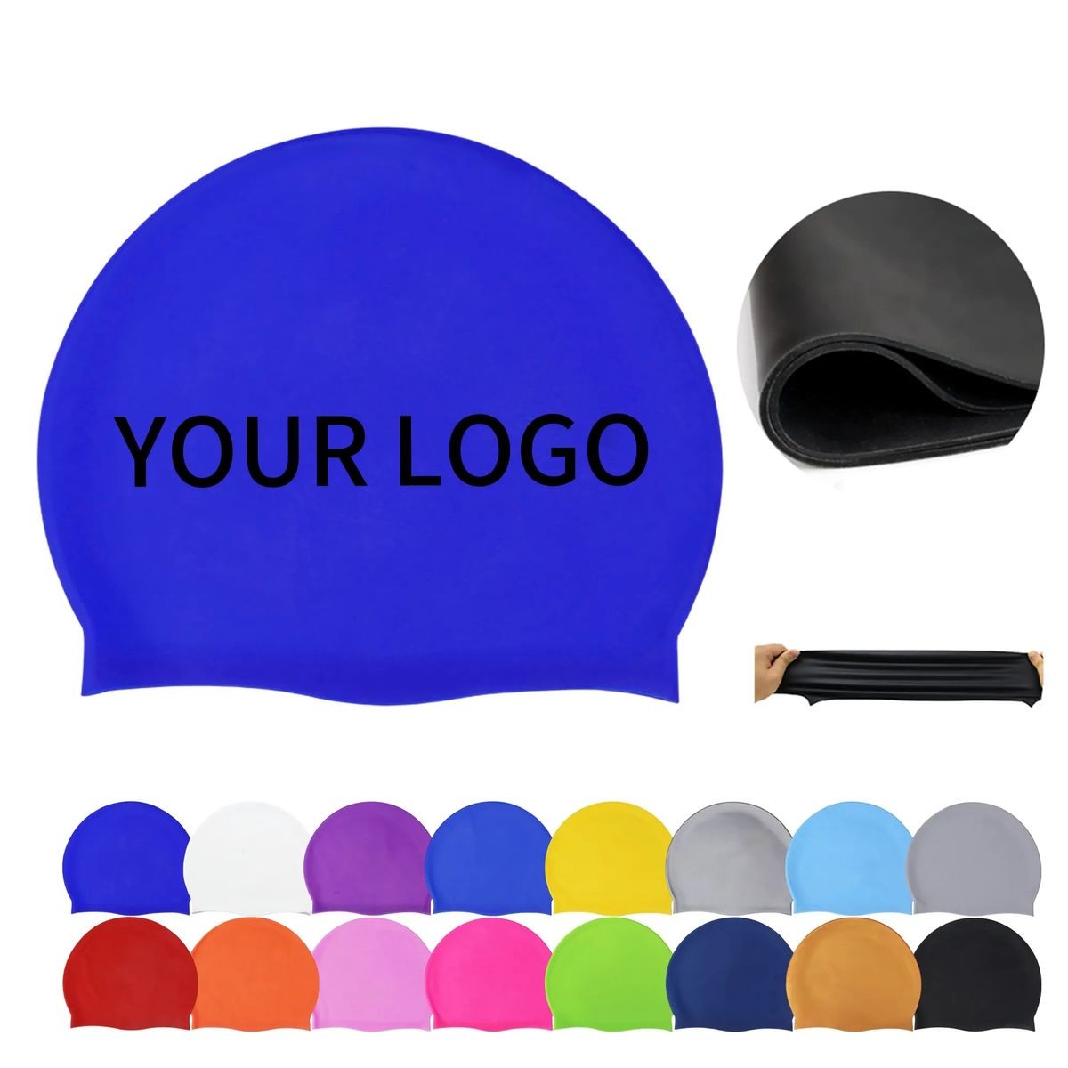 Stretchy Swim Cap with Logo Print Area 2