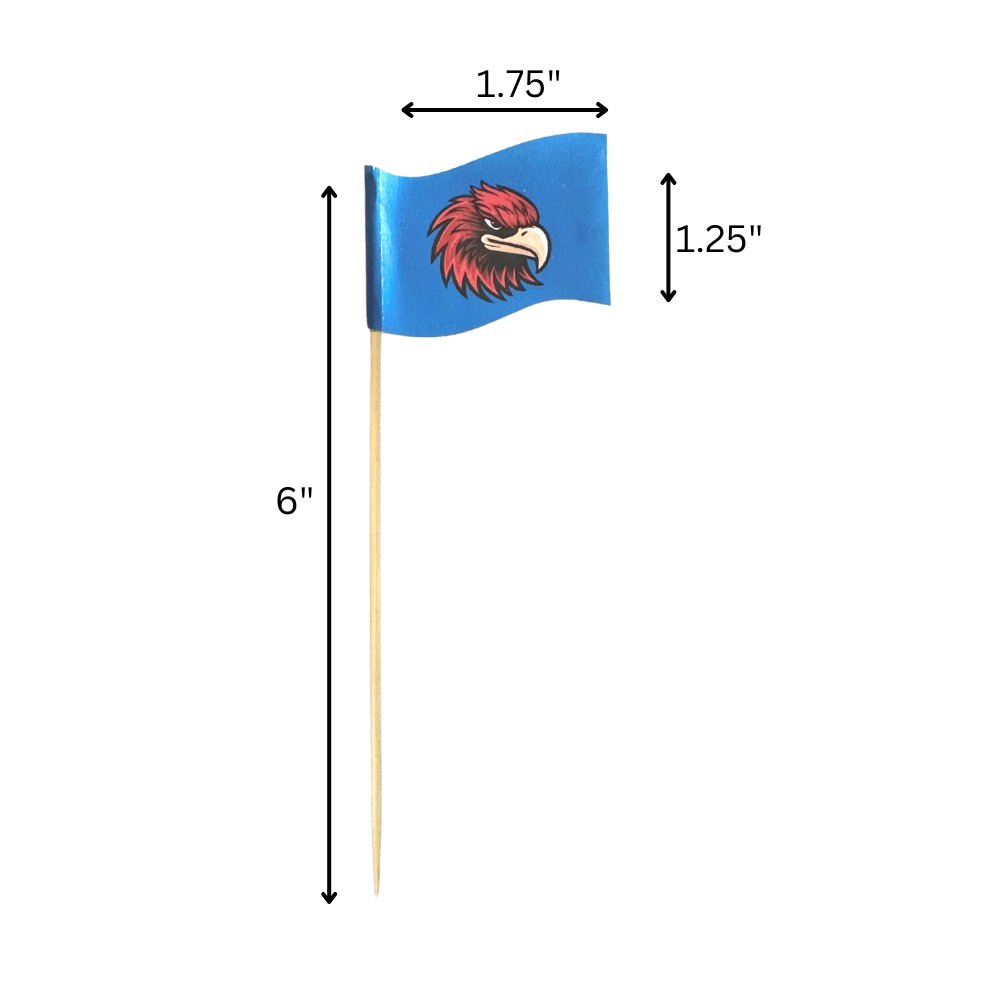 6" Bulk Custom Toothpick Flags - Medium Wavy - 1.75" x 1.25" 2