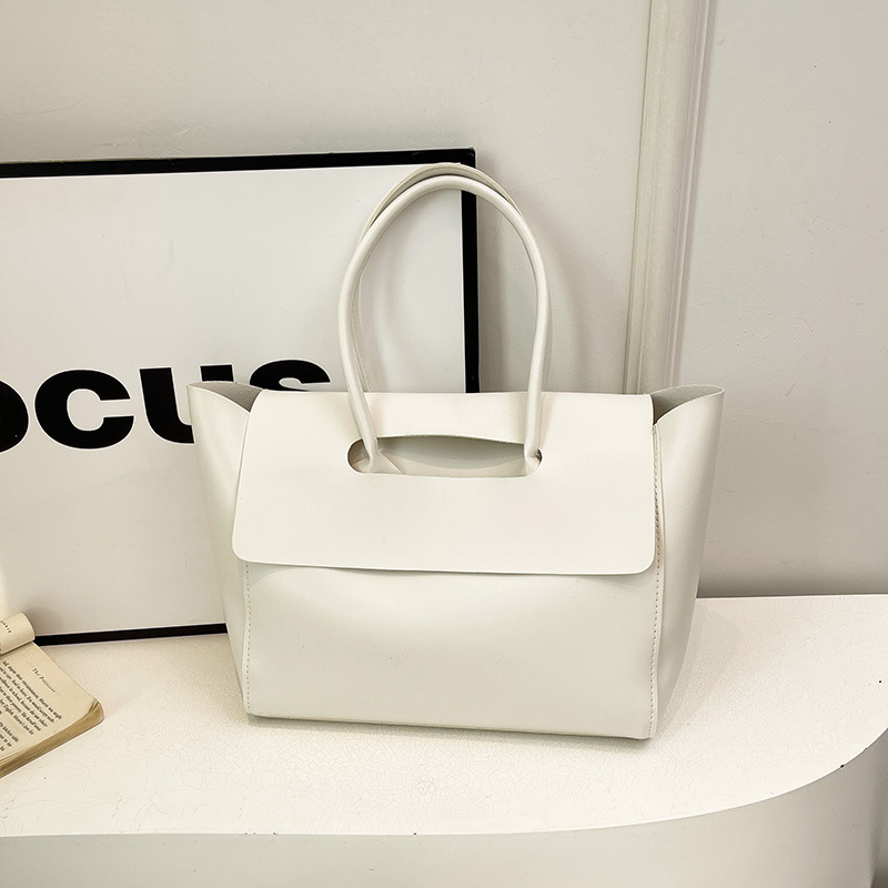 Solid Color Minimalist Pu Leather Tote Bag 3