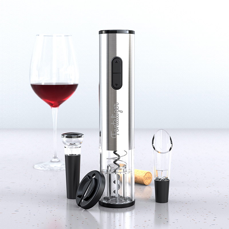 WineVault Veneto 4-Piece Electric Wine Opener Set – Includes Opener, Pourer, Stopper & Foil Cutter 6