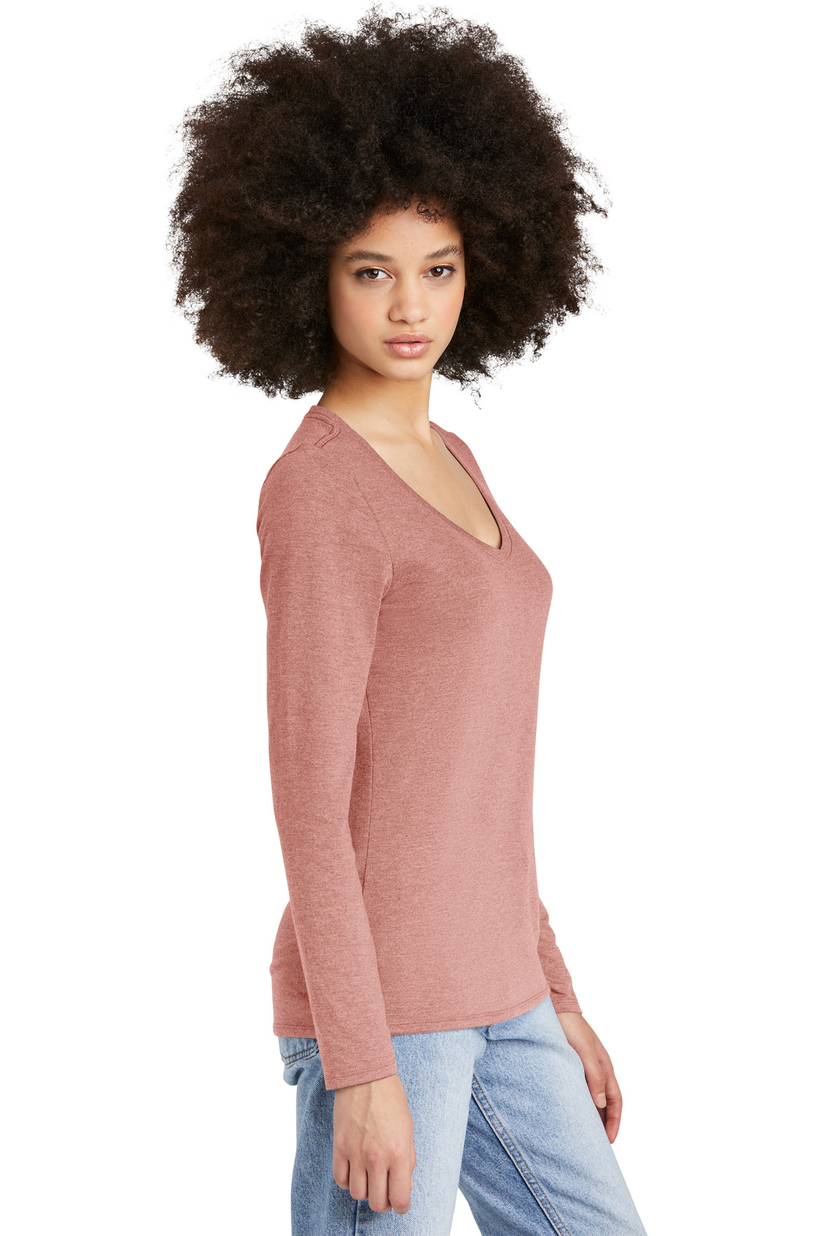 District Women's Perfect Tri Long Sleeve V-Neck Tee DT135 62