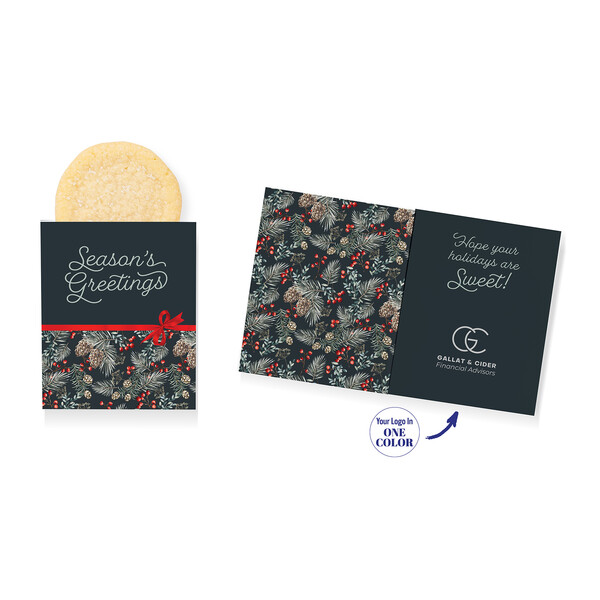 Foil-Stamped Stock Pine Boughs & Berries Design Mini Sweeter Card with Single Sugar Cookie 2