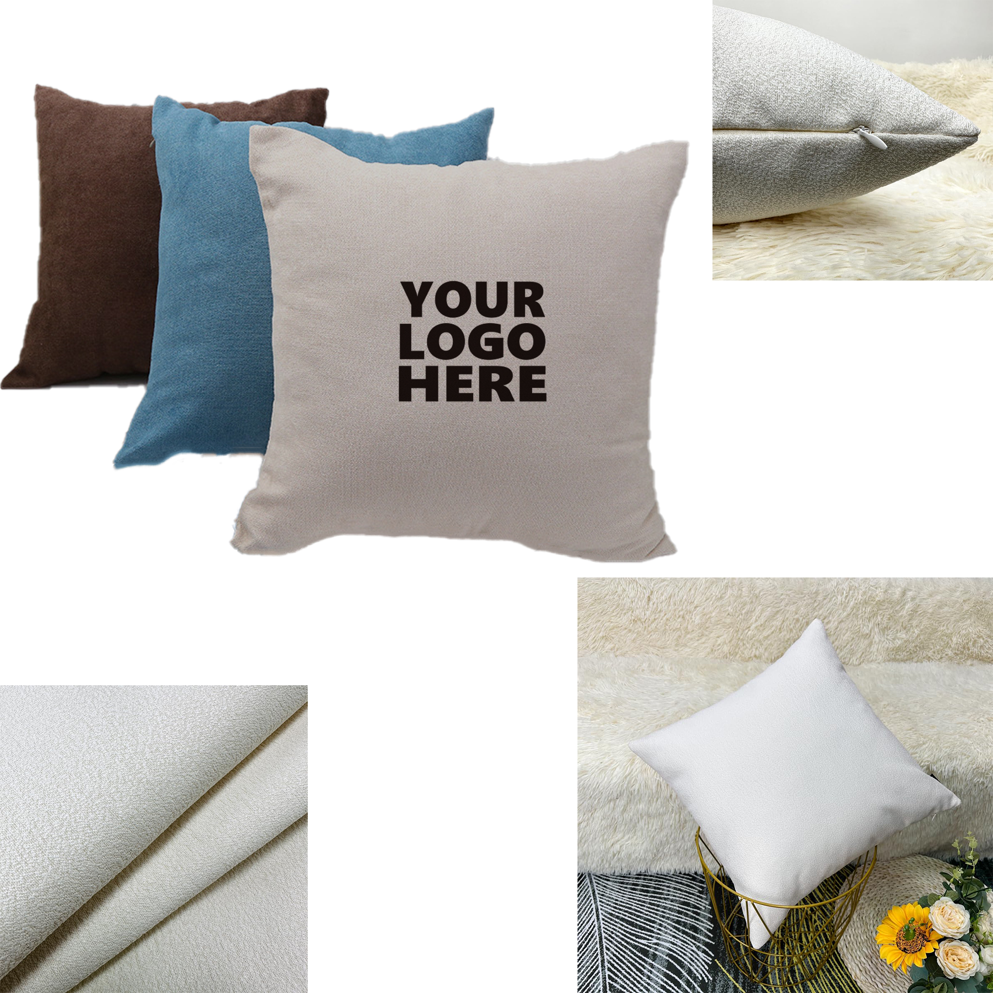 Custom Linen Pillowcase with Hidden Zipper and Double-Sided Printing 4