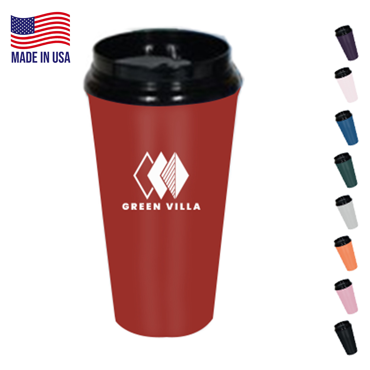 16 oz. USA Made Double Wall Insulated Tumbler with Slider Lid 2
