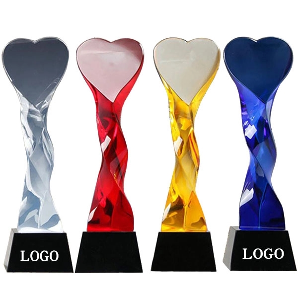 Twisted Colored Heart Shaped Crystal Award 4