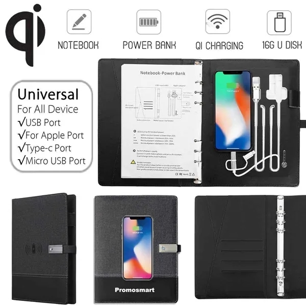 Qi Wireless Charging Notebook With 8000mAh Power Bank 5