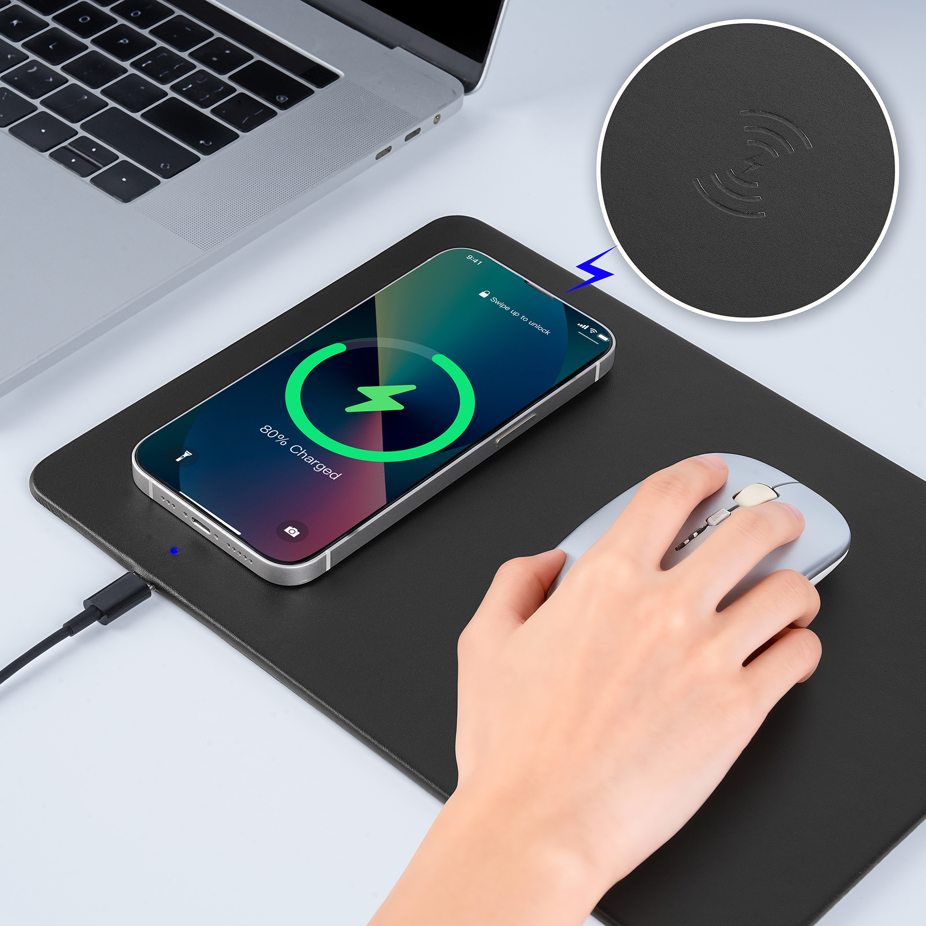 2-In-1 Mouse Pad With 15W Wireless Charger (For Phone & Headphones) 9