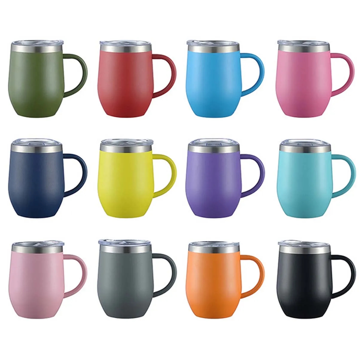 12oz Stainless Steel Insulated Coffee Mug With Lid Handle 3
